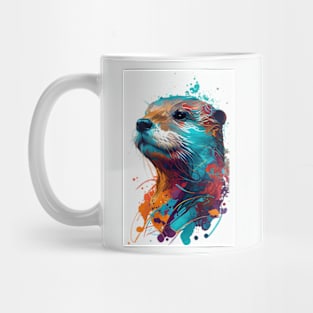 Pop Art Otter In Vibrant Colors - A Fun and Whimsical Colorful Otter Mug